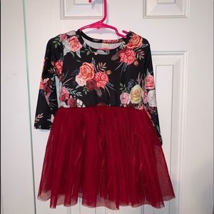 Beautiful girls dress with tulle skirt overlay